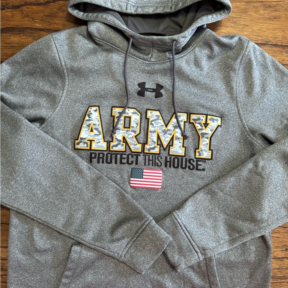 Under Armour Gray Hoodie with ARMY Graphic - Men’s Small